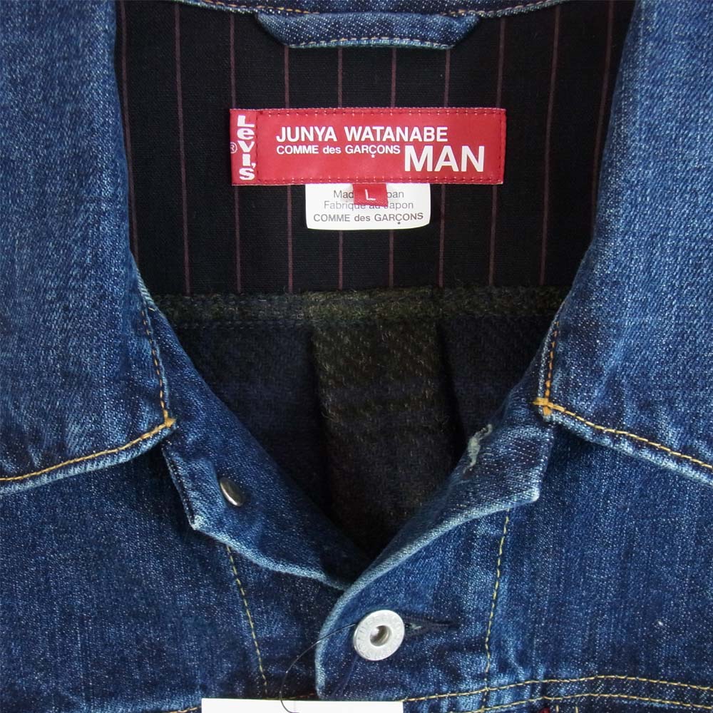 ジュンヤワタナベ 20AW  WF-J201 リーバイス Levis ウール ツイル チェック 3rdタイプ デニム ジャケット インディゴブルー系 L【新古品】【未使用】【中古】