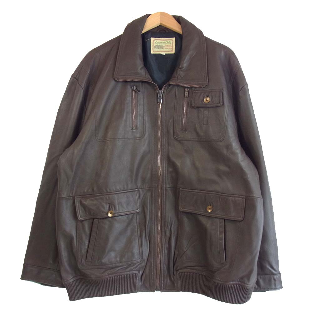 キャニオンデシェリー 8591027 羊革 ラムレザー フライト ジャケット ブラウン系 ４L【中古】
