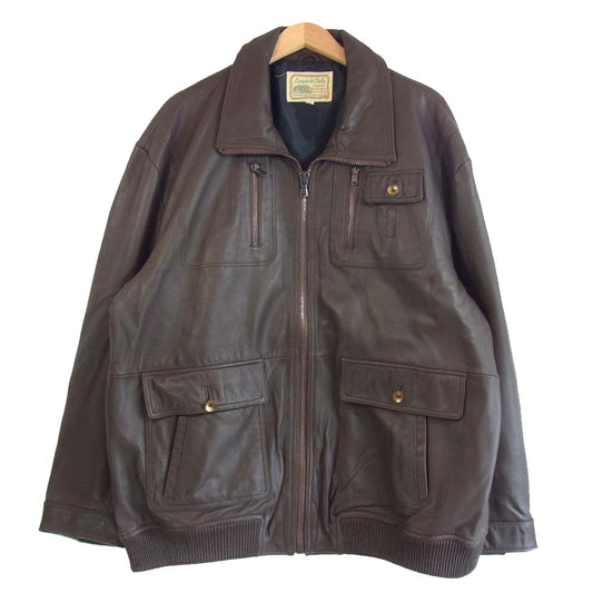 キャニオンデシェリー 8591027 羊革 ラムレザー フライト ジャケット ブラウン系 ４L【中古】