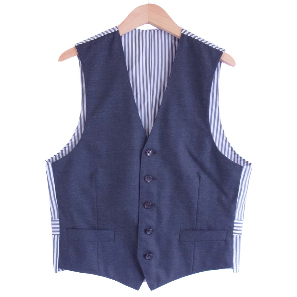 THOM BROWNE トムブラウン 0113D8005 国内正規品 バックベルト ストライプ クラシック ベスト グレー系【中古】