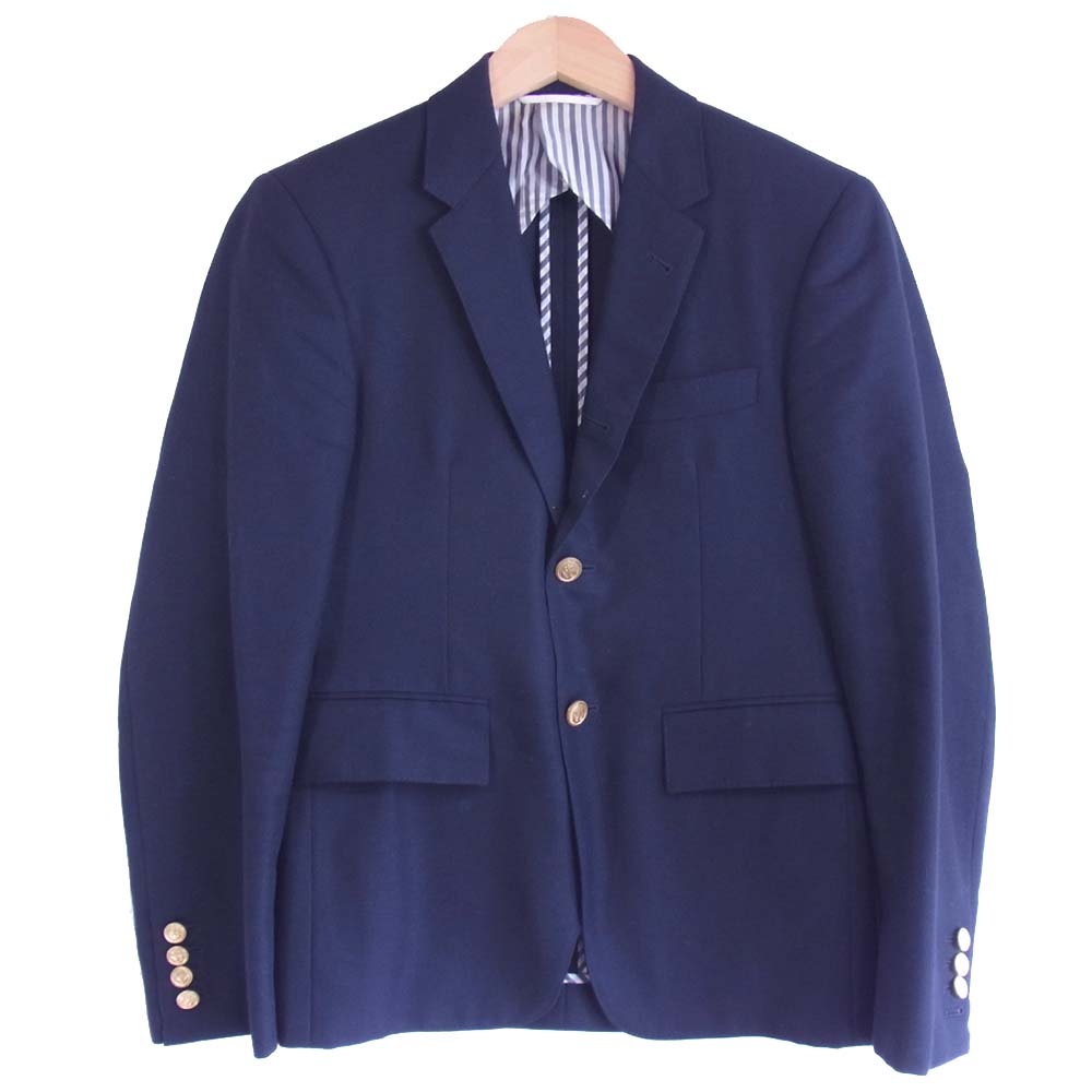 THOM BROWNE トムブラウン 国内正規品 本切羽 トリコロール 3B テーラード ジャケット ネイビー系 00【中古】