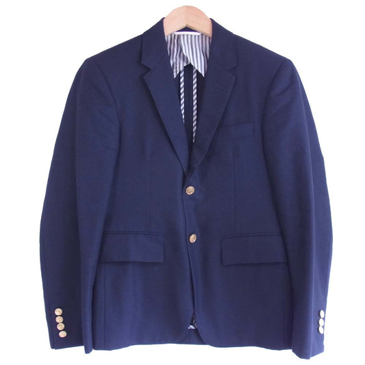 THOM BROWNE トムブラウン 国内正規品 本切羽 トリコロール 3B テーラード ジャケット ネイビー系 00【中古】