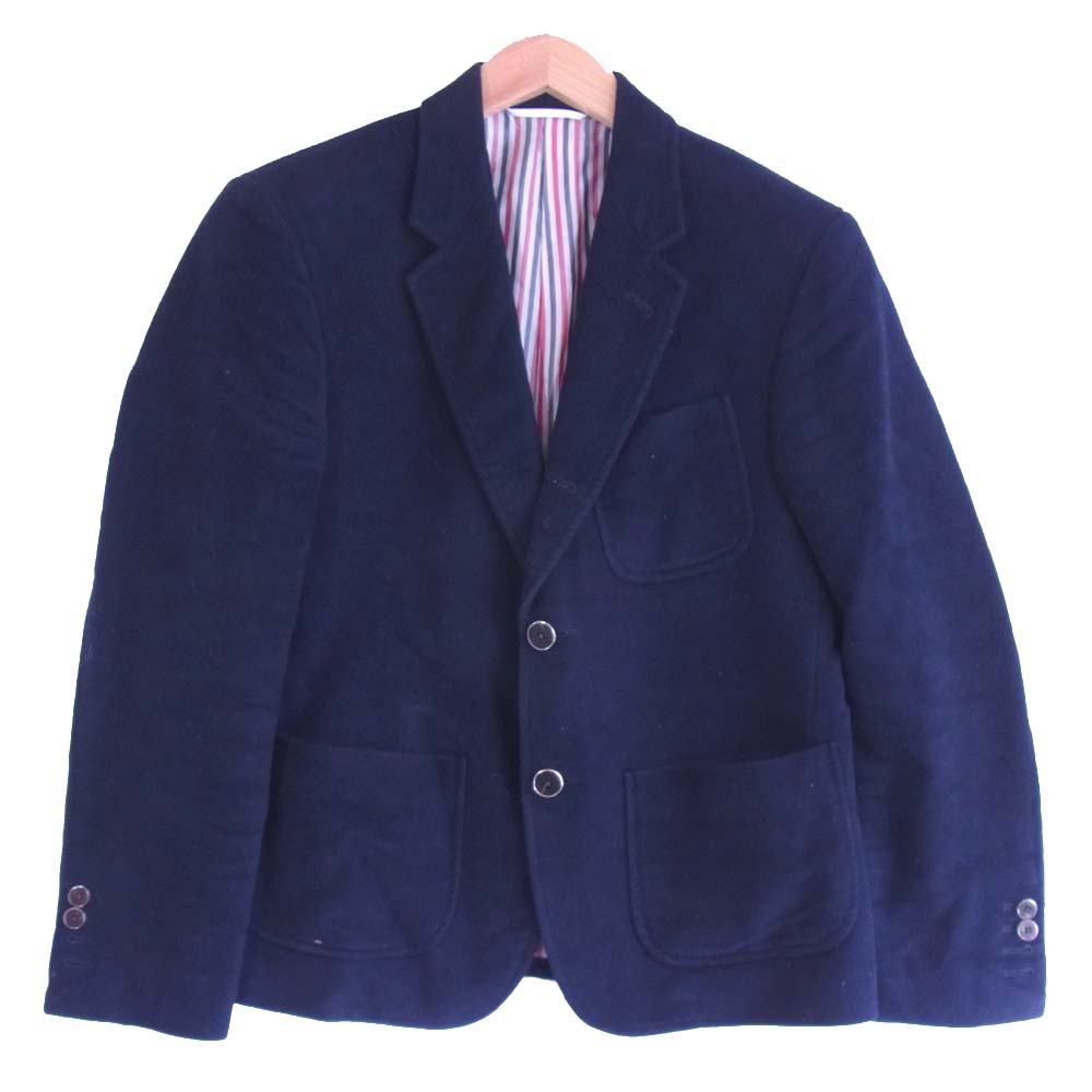 THOM BROWNE トムブラウン 01103I1014 国内正規品 本切羽 トリコロール 3B ベロア テーラード ジャケット ネイビー系 00【中古】