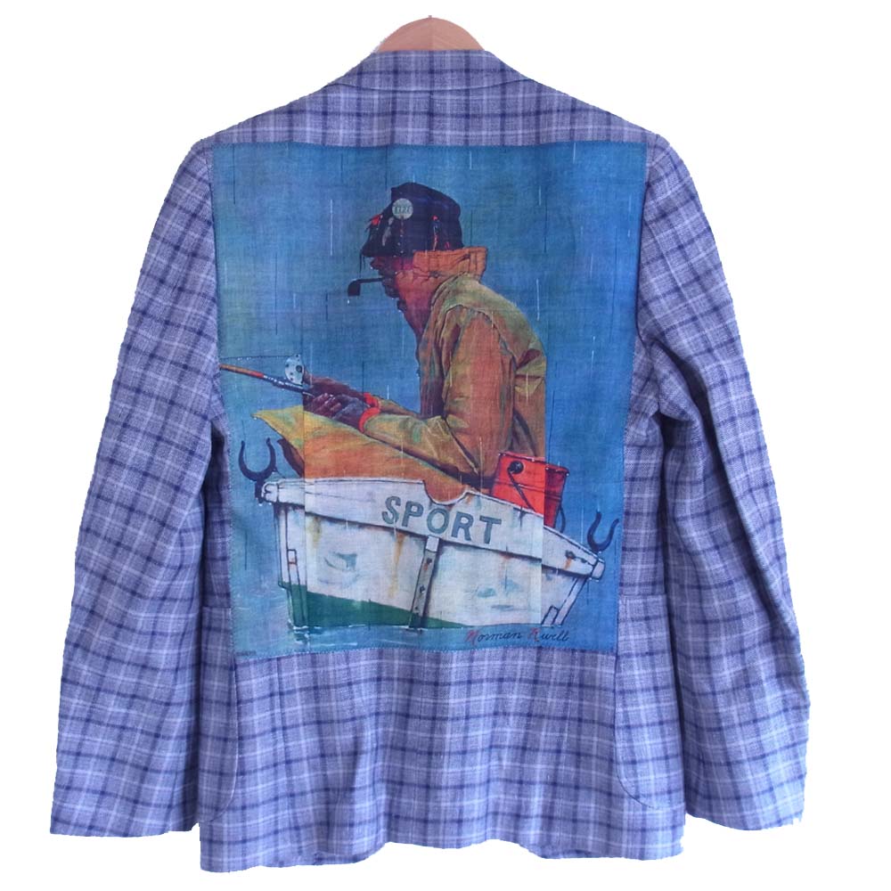 COMME des GARCONS コムデギャルソン WS-J002 ジュンヤワタナベ JUNYA WATANABE ノーマンロックウェル Norman Rockwell 2B チェック テーラード ジャケット ネイビー系 XS【美品】【中古】