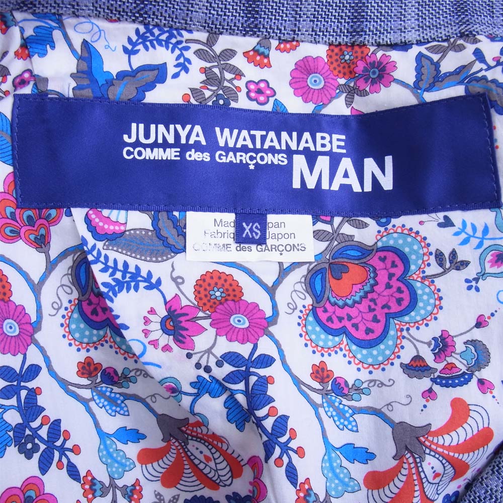 COMME des GARCONS コムデギャルソン WS-J002 ジュンヤワタナベ JUNYA WATANABE ノーマンロックウェル Norman Rockwell 2B チェック テーラード ジャケット ネイビー系 XS【美品】【中古】