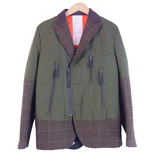 COMME des GARCONS コムデギャルソン WB-J008 ジュンヤワタナベ JUNYA WATANABE AQ2018 異素材切替 リフレクター リバーシブル  ジャケット カーキ系 XS【美品】【中古】