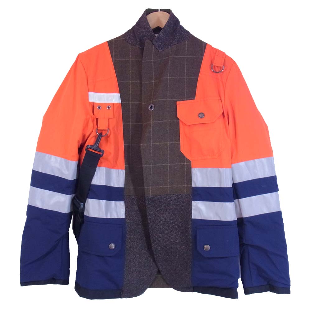 COMME des GARCONS コムデギャルソン WB-J008 ジュンヤワタナベ JUNYA WATANABE AQ2018 異素材切替 リフレクター リバーシブル  ジャケット カーキ系 XS【美品】【中古】