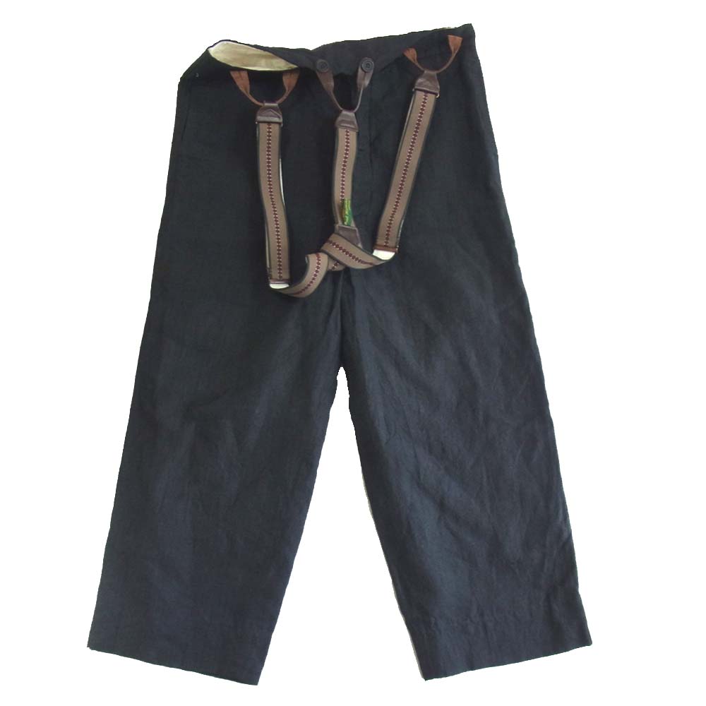 Paul Harnden ポールハーデン サスペンダー付き リネン混 パンツ ブラック系 XS【中古】