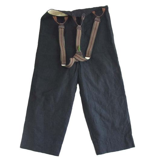 Paul Harnden ポールハーデン サスペンダー付き リネン混 パンツ ブラック系 XS【中古】