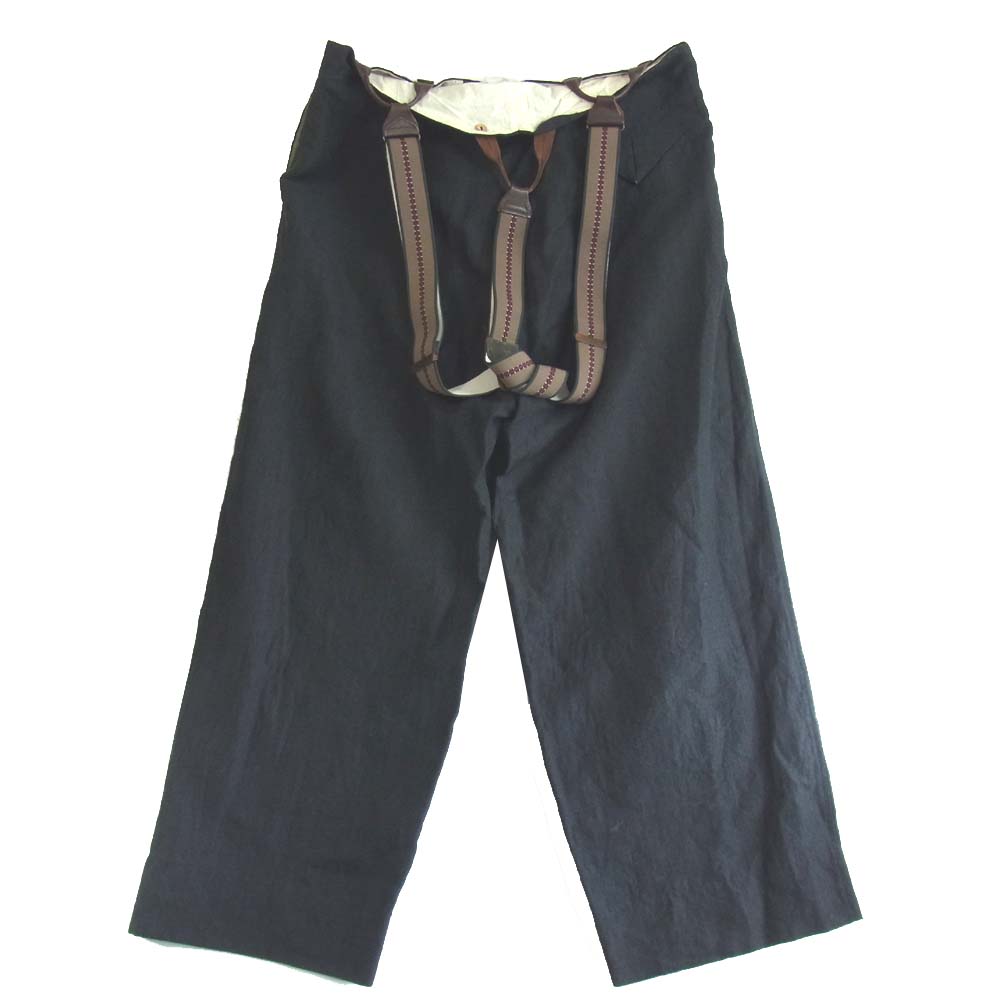 Paul Harnden ポールハーデン サスペンダー付き リネン混 パンツ ブラック系 XS【中古】