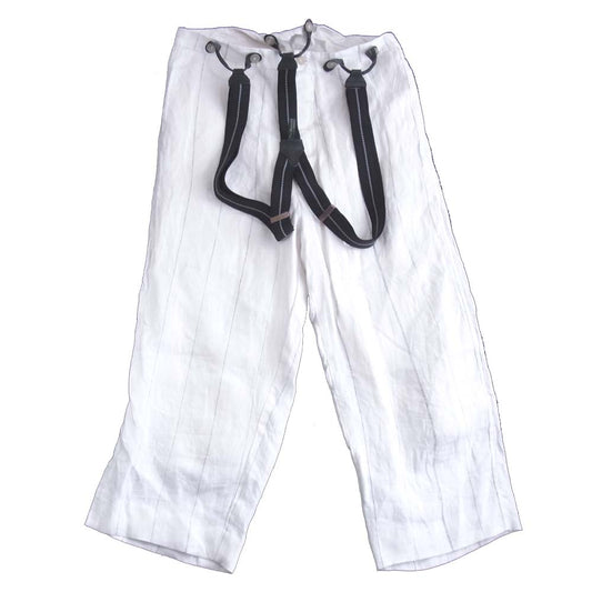 Paul Harnden ポールハーデン サスペンダー付き ストライプ リネン パンツ ホワイト系 XS【中古】