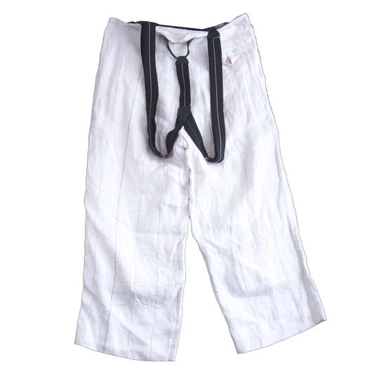 Paul Harnden ポールハーデン サスペンダー付き ストライプ リネン パンツ ホワイト系 XS【中古】