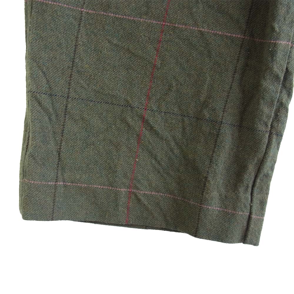Paul Harnden ポールハーデン サスペンダー付き ウール チェック パンツ カーキ系 XS【中古】