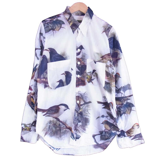 Paul Harnden ポールハーデン バードプリント 鳥 総柄 シャツ ホワイト系 XS【中古】