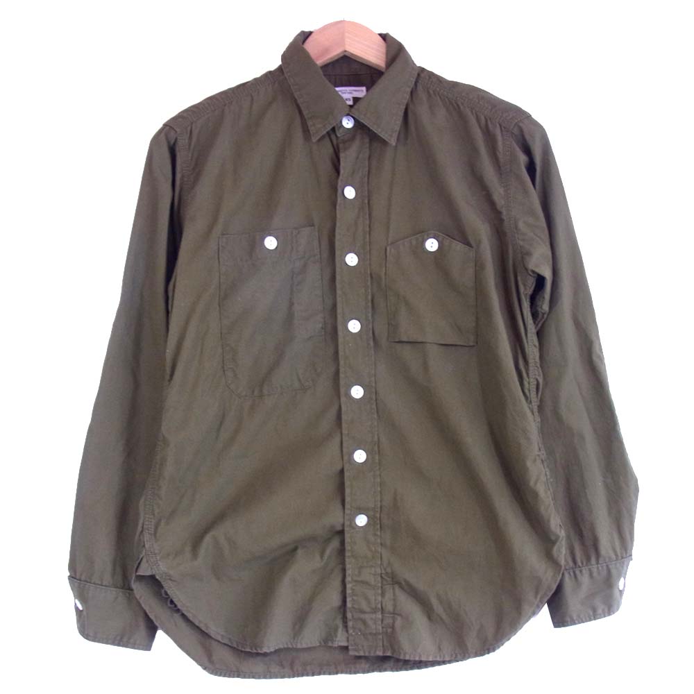 Engineered Garments エンジニアードガーメンツ コットン 山ポケット 猫目ボタン ワーク 長袖シャツ カーキ系 XS【中古】