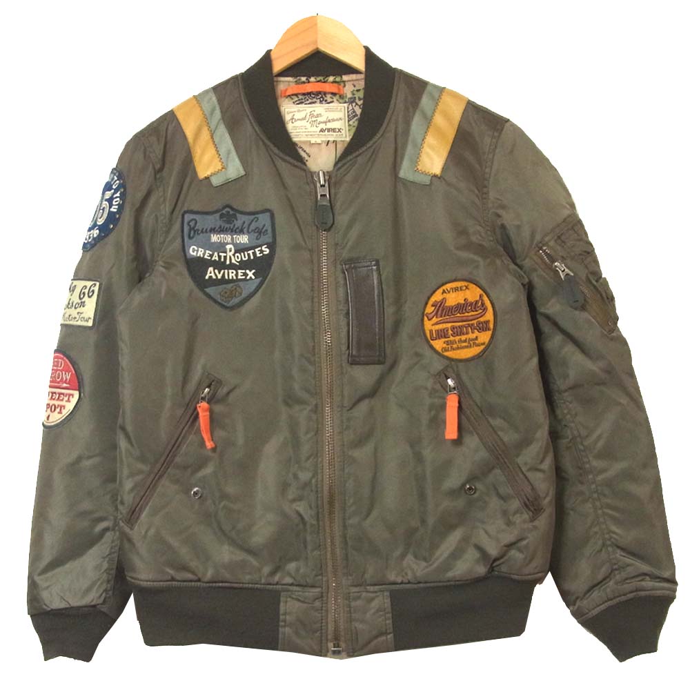 AVIREX アヴィレックス 6122043 MA-1 WAPPEN MODIFIED フライト ジャケット カーキ系 L【中古】