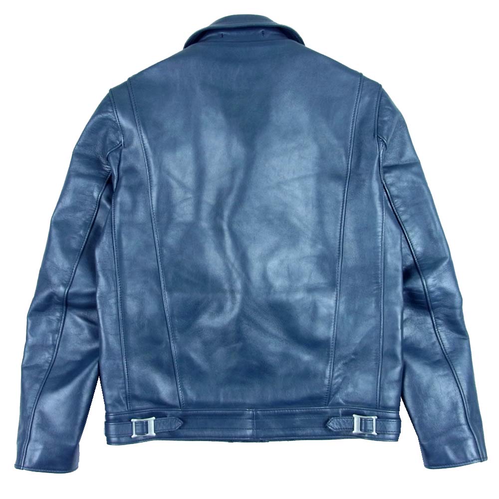 ADDICT CLOTHES アディクトクローズ AD-03 ホースハイド ダブル レザー ライダース ジャケット ネイビー系 36【中古】