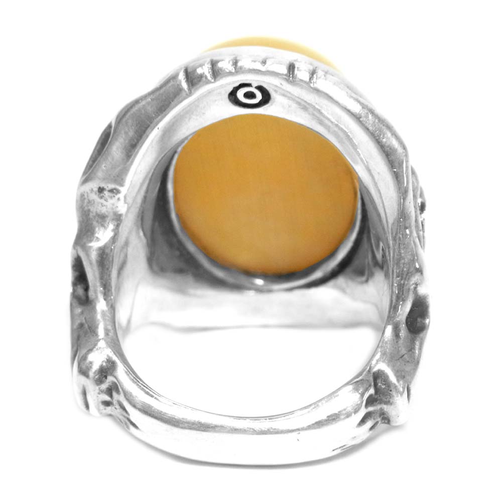 ALEX STREETER アレックスストリーター エンジェルハートリング 18Kアンティークスター パウダーバルティックアンバー リング シルバー系 実寸15号程度【中古】