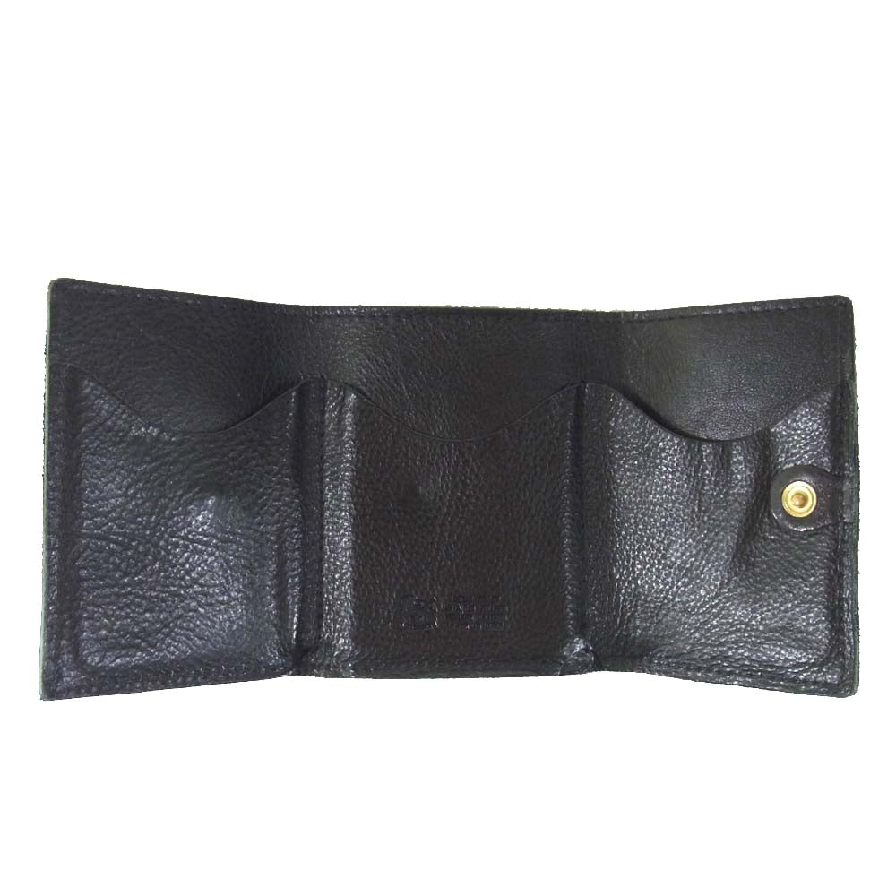 IL BISONTE イルビゾンテ C0940 レザー スエード 三つ折り 財布 ウォレット ブラック系【中古】