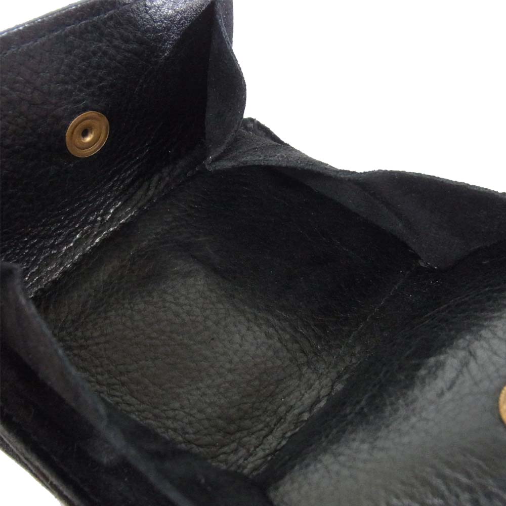 IL BISONTE イルビゾンテ C0940 レザー スエード 三つ折り 財布 ウォレット ブラック系【中古】