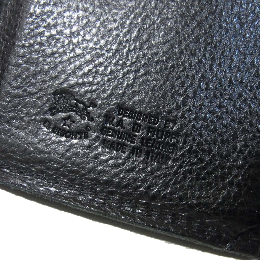 IL BISONTE イルビゾンテ C0940 レザー スエード 三つ折り 財布 ウォレット ブラック系【中古】