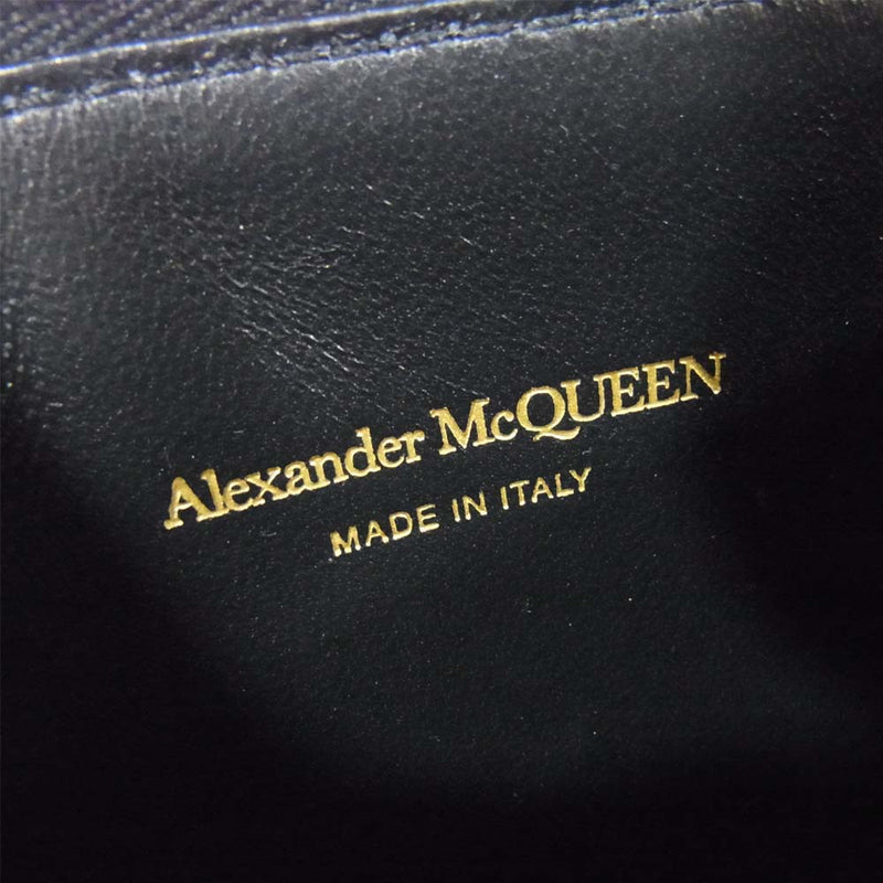 Alexander McQueen アレキサンダーマックイーン スカル フラット 型押し ジップ ウォレット ブラック系【美品】【中古】