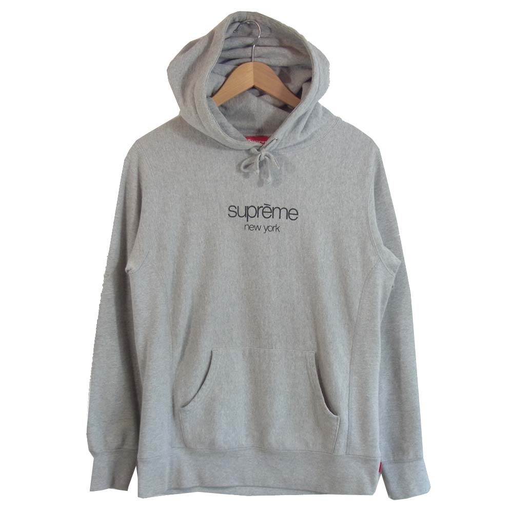 Supreme シュプリーム 15SS Classic Logo Hooded Sweatshirt ロゴ スウェット グレー系 S【中古】