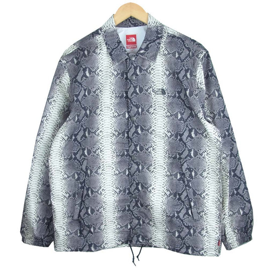 Supreme シュプリーム 18SS × ノースフェイス THE NORTH FACE Snakeskin Taped Seam Coaches Jacket スネーク総柄テープドシームコーチ ブラック系 ホワイト系 M【美品】【中古】