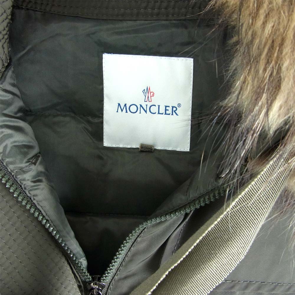 MONCLER モンクレール SACAI サカイ SHIO ラクーン ファー コート カーキ系 1【中古】