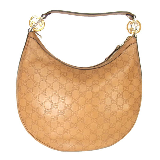 GUCCI グッチ 232962 シマ GGツインズ レザー ショルダー バッグ ブラウン系【新古品】【未使用】【中古】