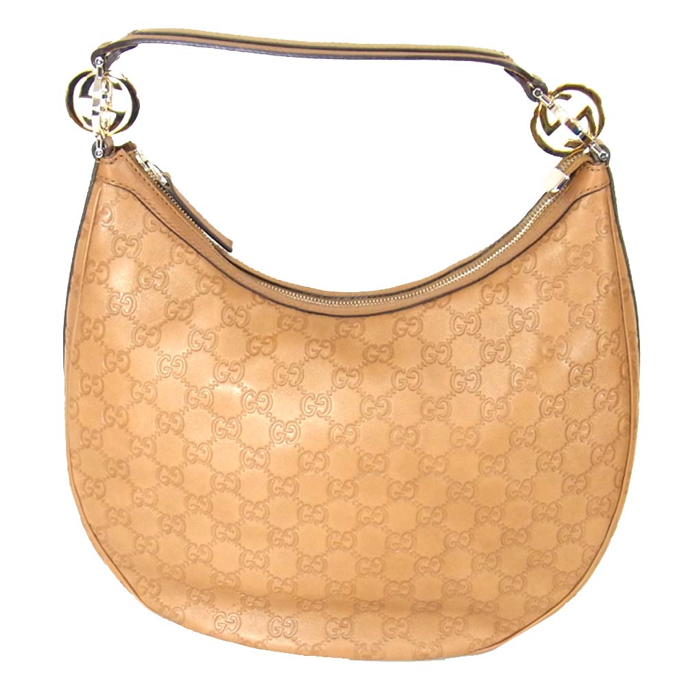 GUCCI グッチ 232962 シマ GGツインズ レザー ショルダー バッグ ブラウン系【新古品】【未使用】【中古】