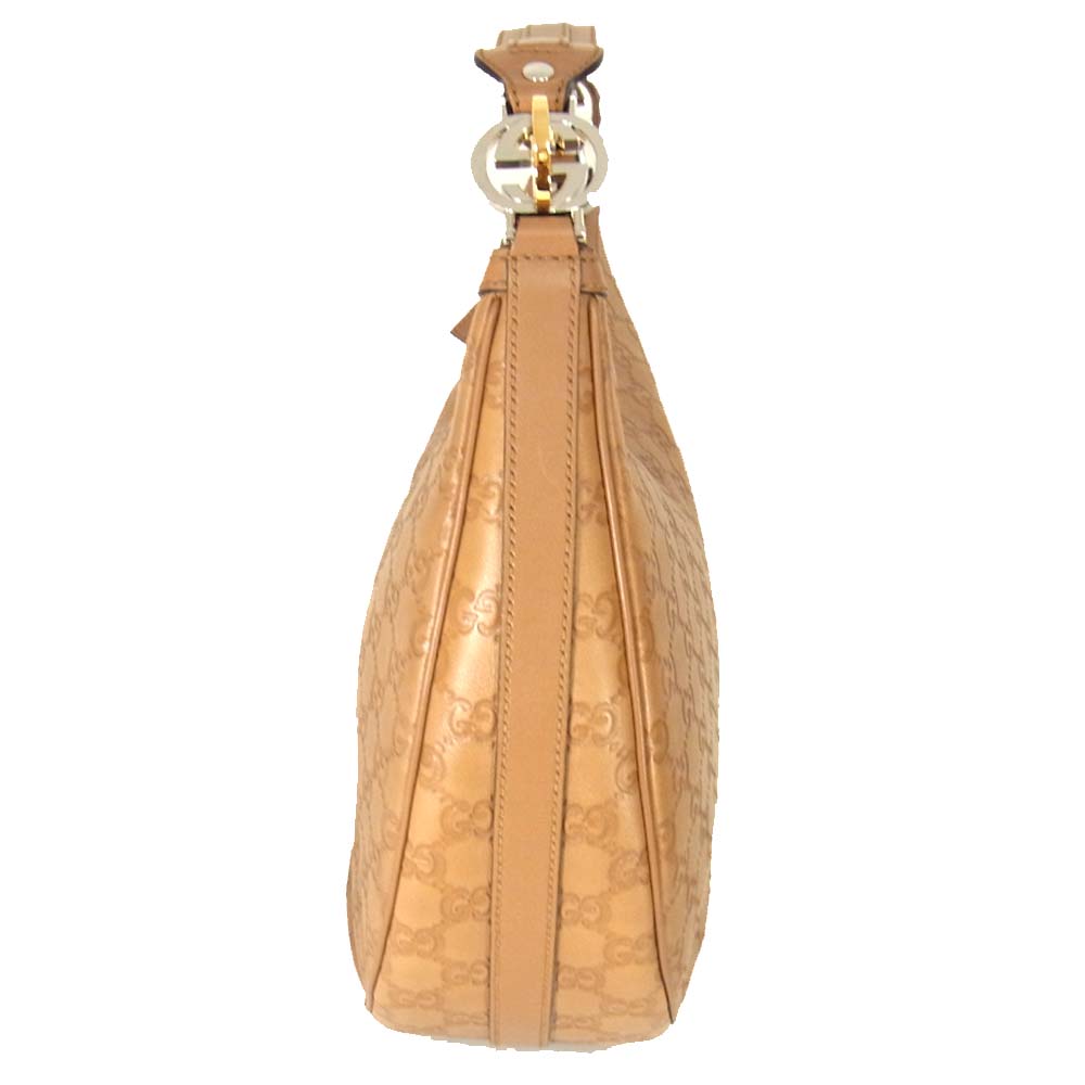 GUCCI グッチ 232962 シマ GGツインズ レザー ショルダー バッグ ブラウン系【新古品】【未使用】【中古】