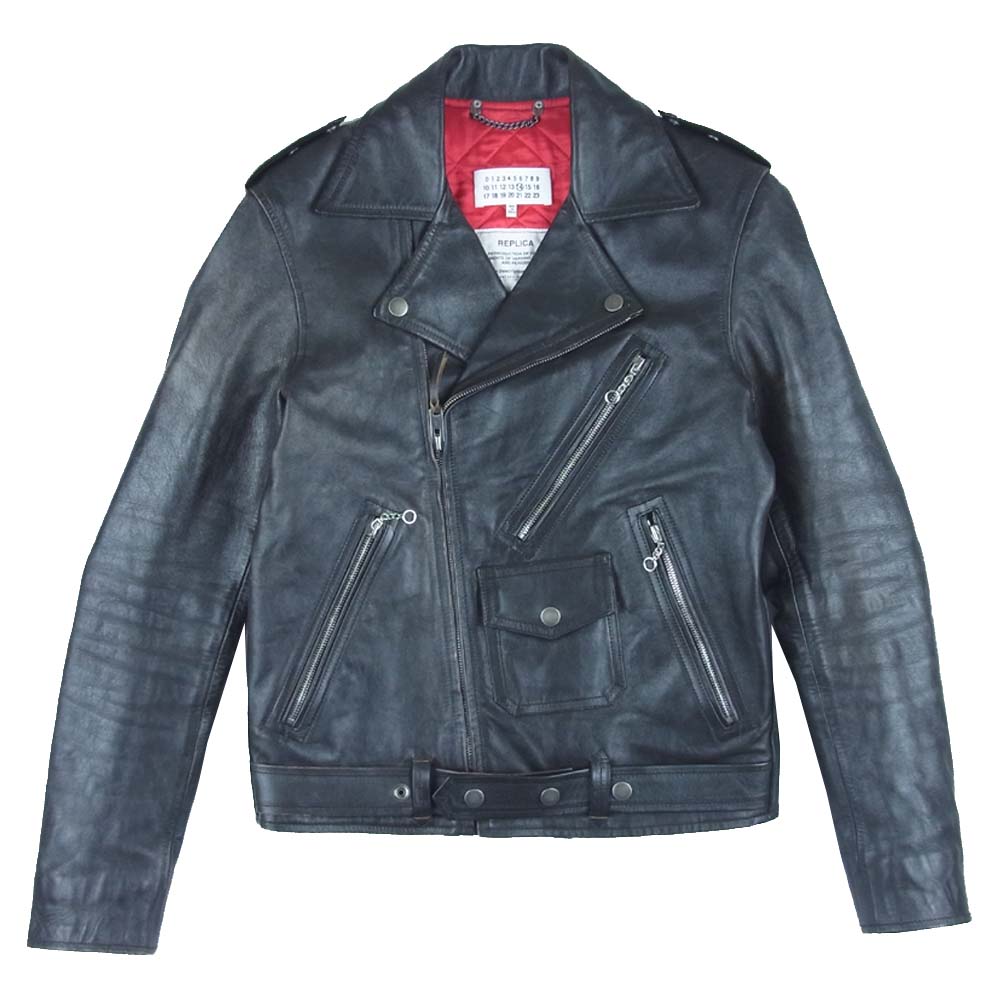 MAISON MARGIELA メゾンマルジェラ 15ss レプリカ ダブル ライダース ジャケット 14ライン ブラック系 44【中古】