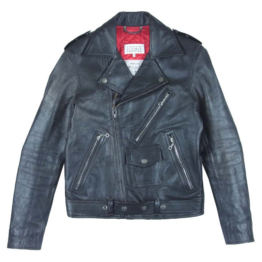 MAISON MARGIELA メゾンマルジェラ 15ss レプリカ ダブル ライダース ジャケット 14ライン ブラック系 44【中古】