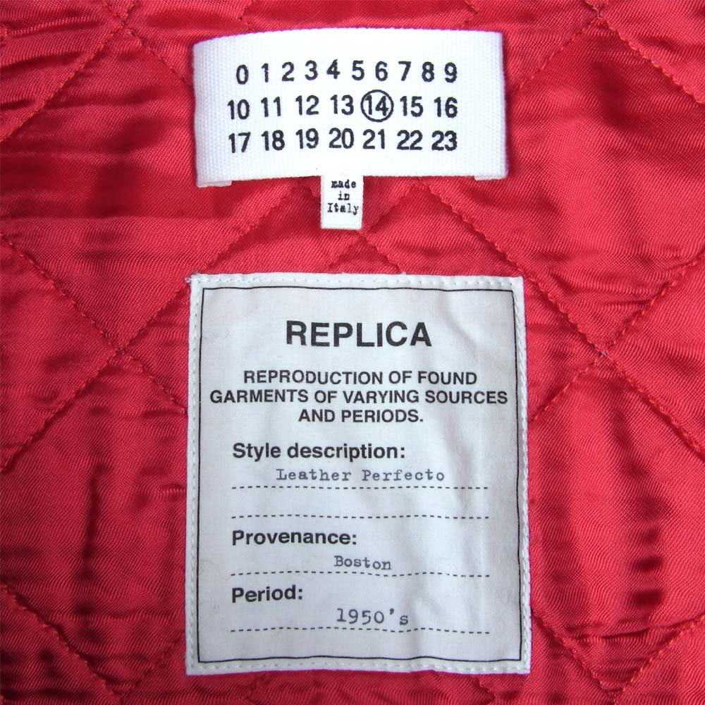 MAISON MARGIELA メゾンマルジェラ 15ss レプリカ ダブル ライダース ジャケット 14ライン ブラック系 44【中古】