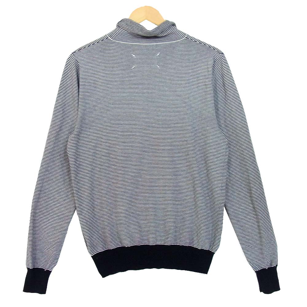 MAISON MARGIELA メゾンマルジェラ 18ss タートルネック ボーダー ニット ホワイト×ブラック系 M【中古】