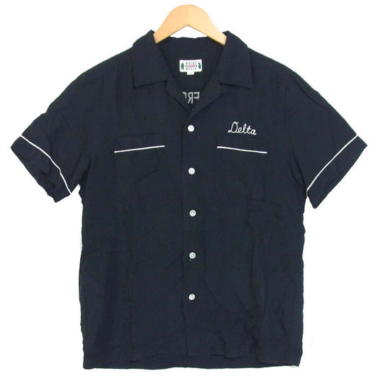 WACKO MARIA ワコマリア オープンカラー 刺繍 半袖シャツ ブラック系 M【中古】