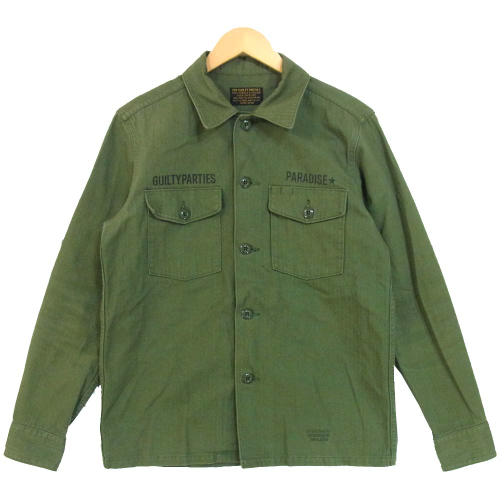 WACKO MARIA ワコマリア ヘリンボーン ミリタリー シャツ ジャケット カーキ系 M【中古】
