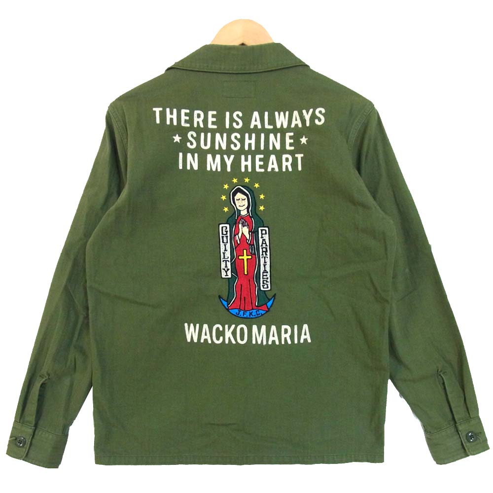 WACKO MARIA ワコマリア ヘリンボーン ミリタリー シャツ ジャケット カーキ系 M【中古】