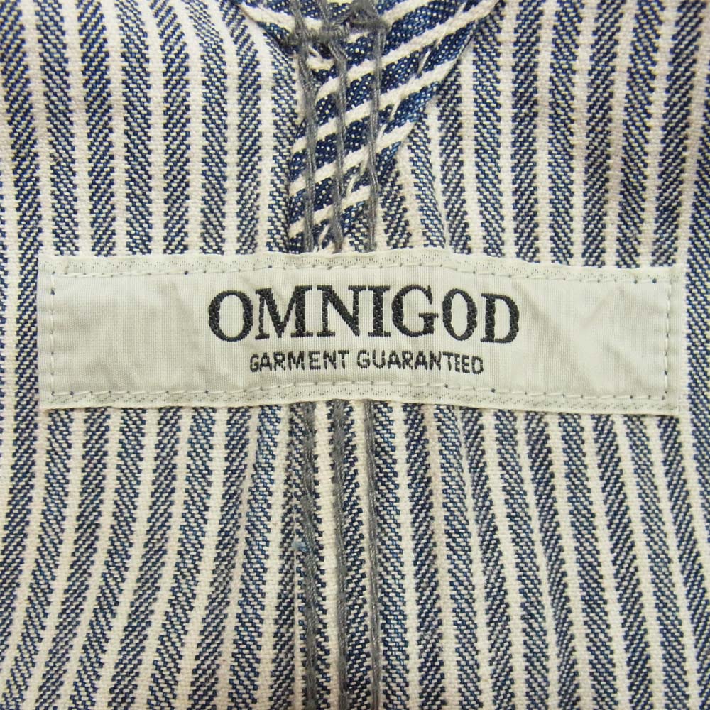 OMNIGOD オムニゴッド ヒッコリー サロペット スカート インディゴブルー×ホワイト F【中古】