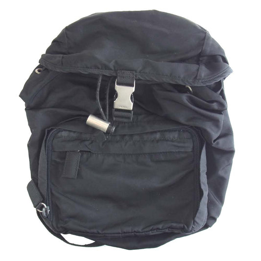 PRADA プラダ V152 三角ロゴプレート ナイロン リュック ブラック系【中古】