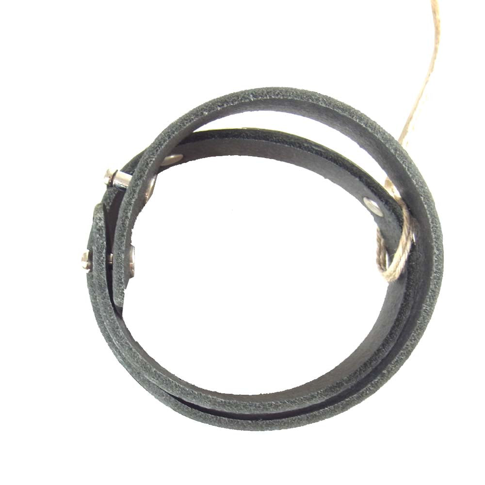 Yohji Yamamoto ヨウジヤマモト GroundY 20SS Cow hide Plate leather bracelet ロゴプレート レザー ブレスレット ブラック系【新古品】【未使用】【中古】