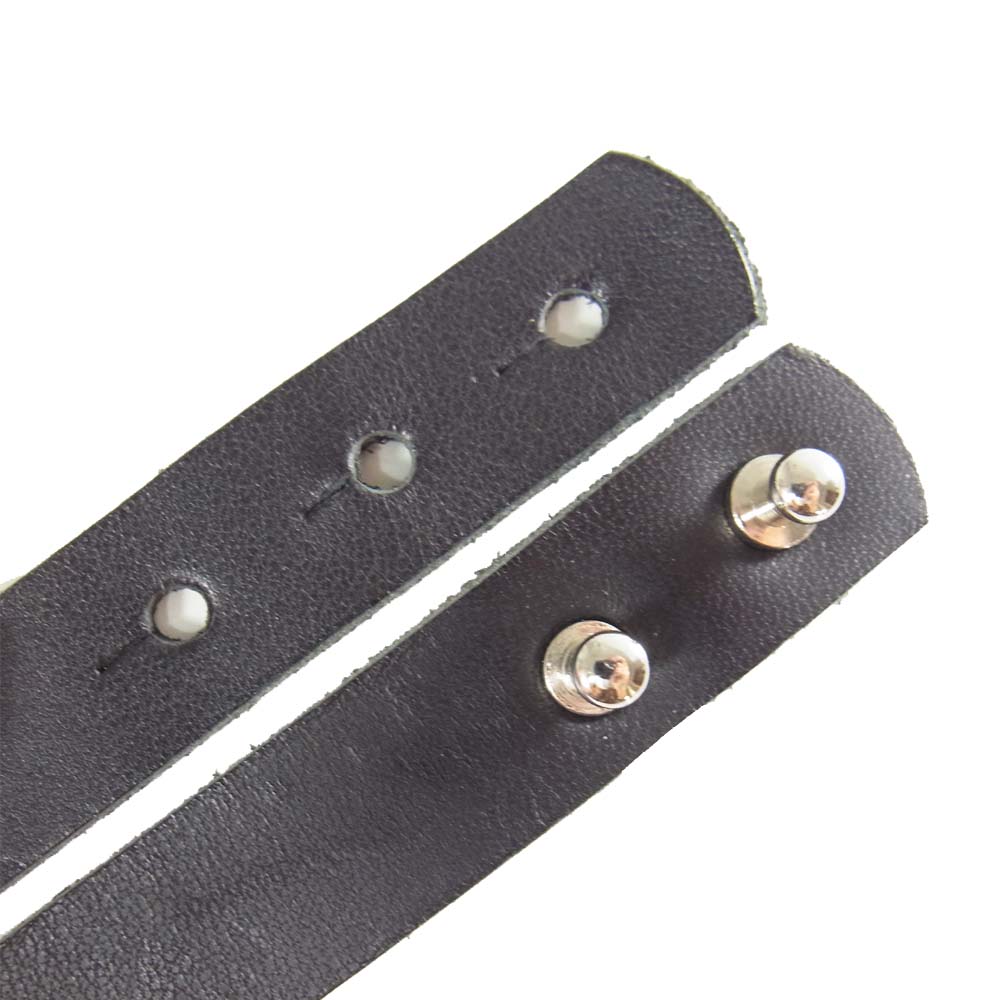Yohji Yamamoto ヨウジヤマモト GroundY 20SS Cow hide Plate leather bracelet ロゴプレート レザー ブレスレット ブラック系【新古品】【未使用】【中古】