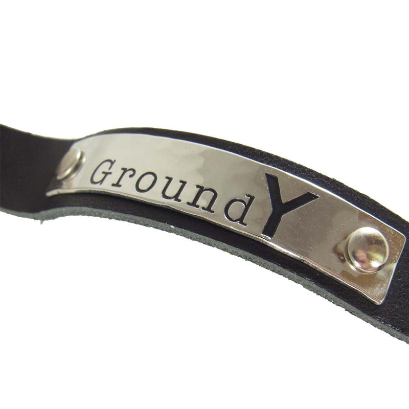 Yohji Yamamoto ヨウジヤマモト GroundY 20SS Cow hide Plate leather bracelet ロゴプレート レザー ブレスレット ブラック系【新古品】【未使用】【中古】