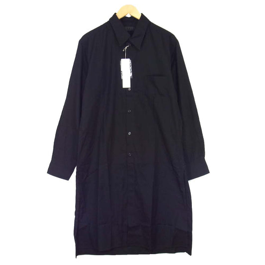 Yohji Yamamoto ヨウジヤマモト S'yte UV-B59-080-2 ブロード レギュラーカラー ロング 長袖シャツ ブラック系 3【新古品】【未使用】【中古】