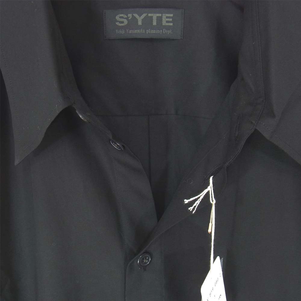 Yohji Yamamoto ヨウジヤマモト S'yte UV-B59-080-2 ブロード レギュラーカラー ロング 長袖シャツ ブラック系 3【新古品】【未使用】【中古】