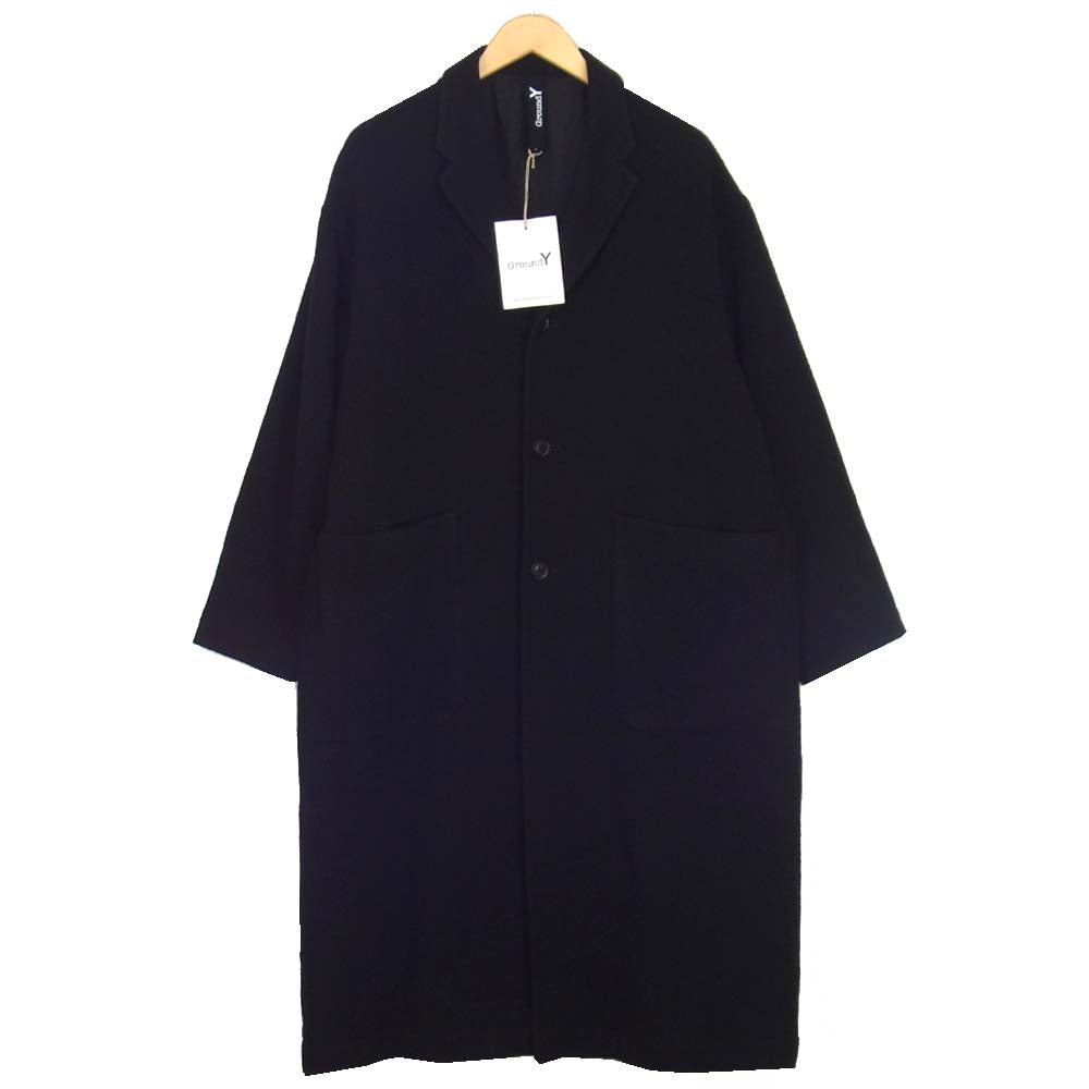 Yohji Yamamoto ヨウジヤマモト GroundY 20AW GR-J09-101 Vintage Flannel Long Big Shirt Jacket ビンテージフランネル ロングビッグ ジャケット コート ブラック系 03【新古品】【未使用】【中古】