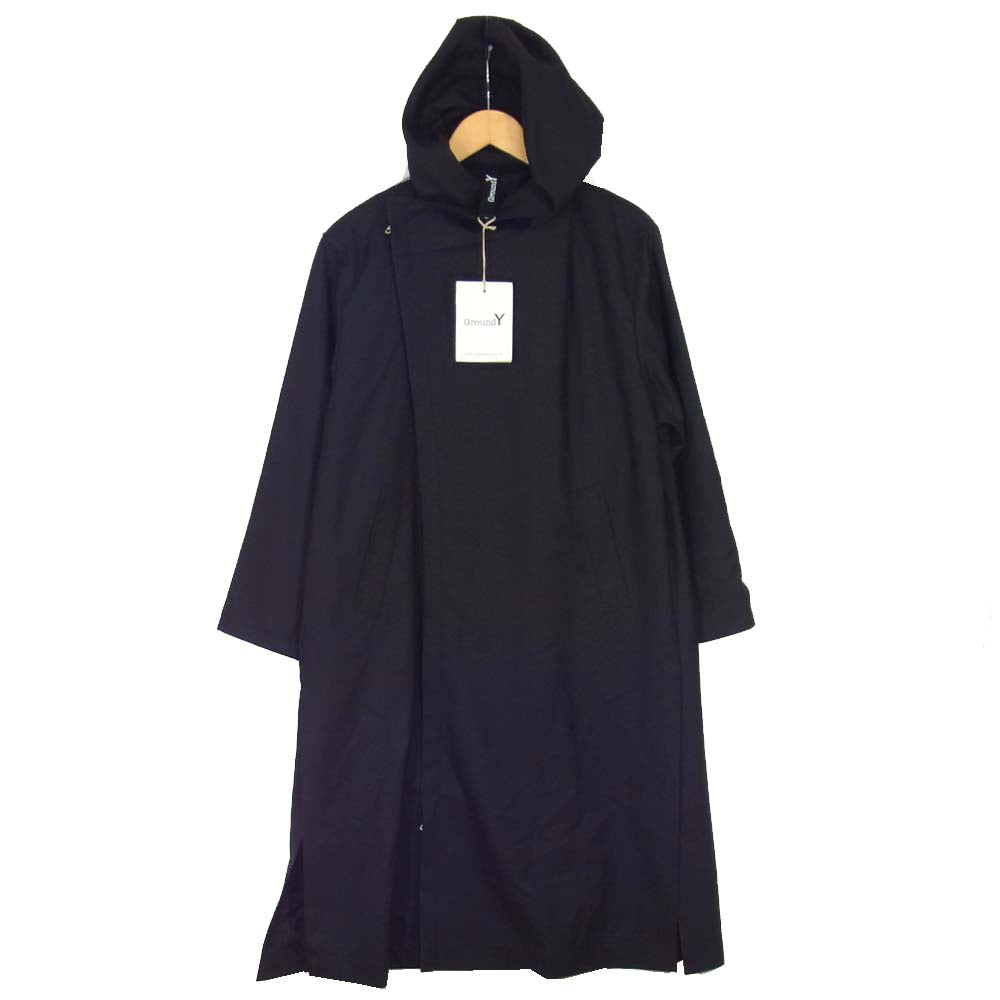 Yohji Yamamoto ヨウジヤマモト GroundY 20AW GR-J08-100 T/W Gabardine Double Long Hoodie ギャバジン ダブルロングフーディ コート ブラック系 01【新古品】【未使用】【中古】