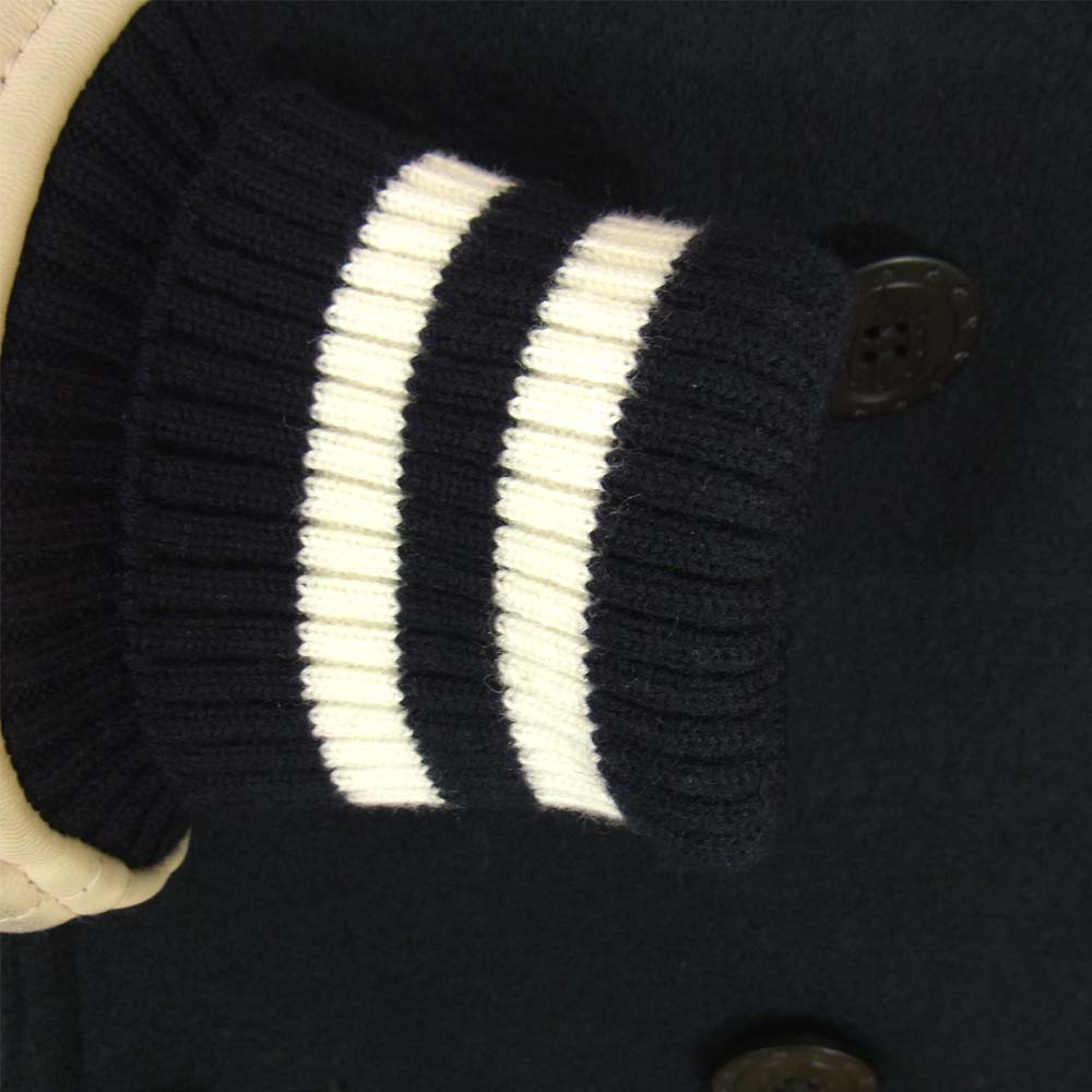 HYSTERIC GLAMOUR ヒステリックグラマー 02193AC03  SOUND ＆ VISION ワッペン付 袖レザー Pコート ジャケット ネイビー系 M【中古】