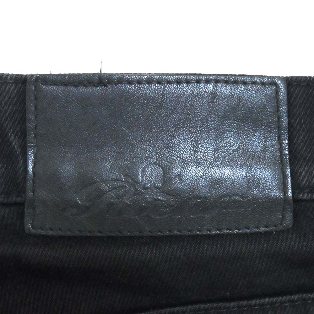 ROEN ロエン スワロフスキー スカル レオパード ライン デニムパンツ ブラック系 29【中古】